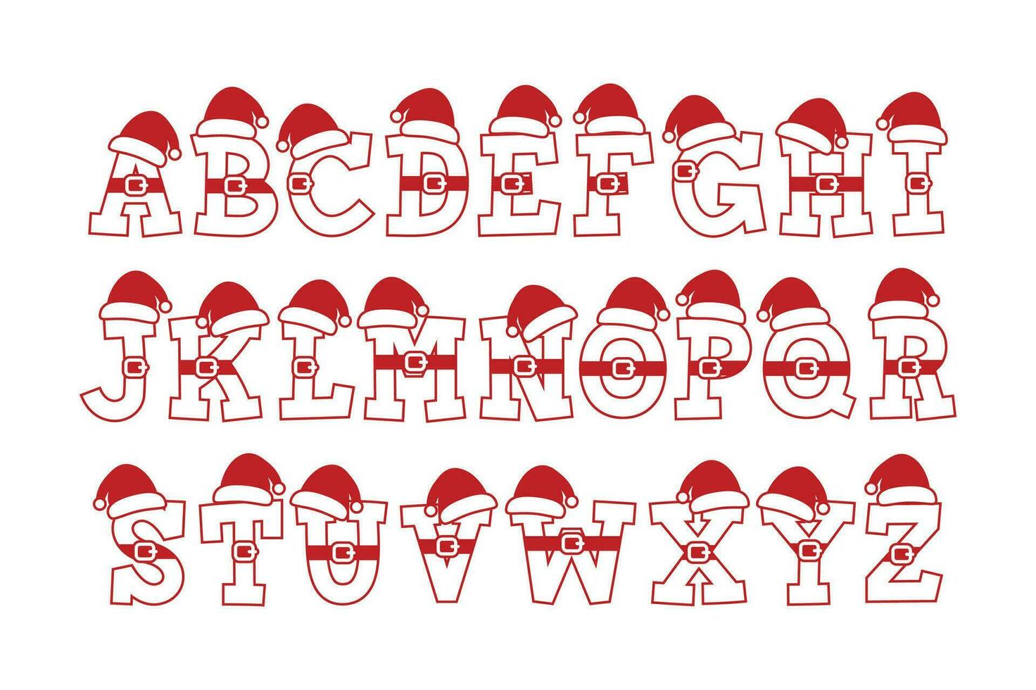 versatile collezione di Santa Claus alfabeto lettere per vario usi vettore