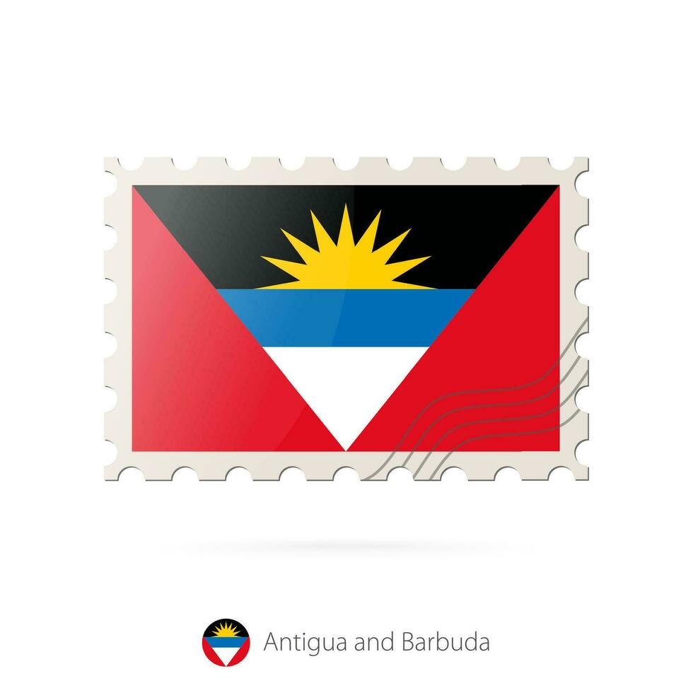 affrancatura francobollo con il Immagine di antigua e barbuda bandiera. vettore