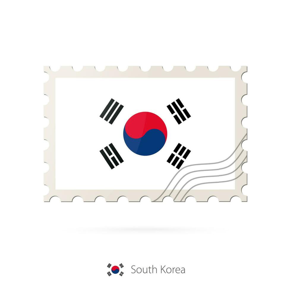 affrancatura francobollo con il Immagine di Sud Corea bandiera. vettore