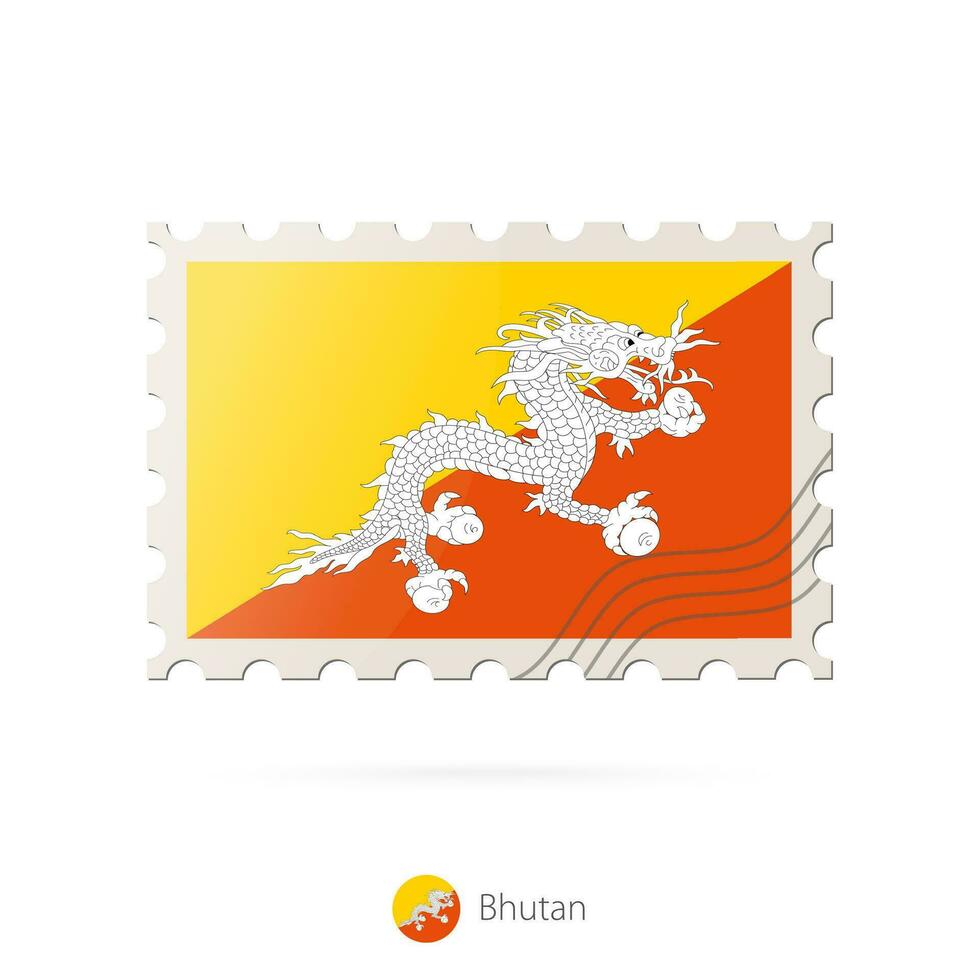 affrancatura francobollo con il Immagine di bhutan bandiera. vettore