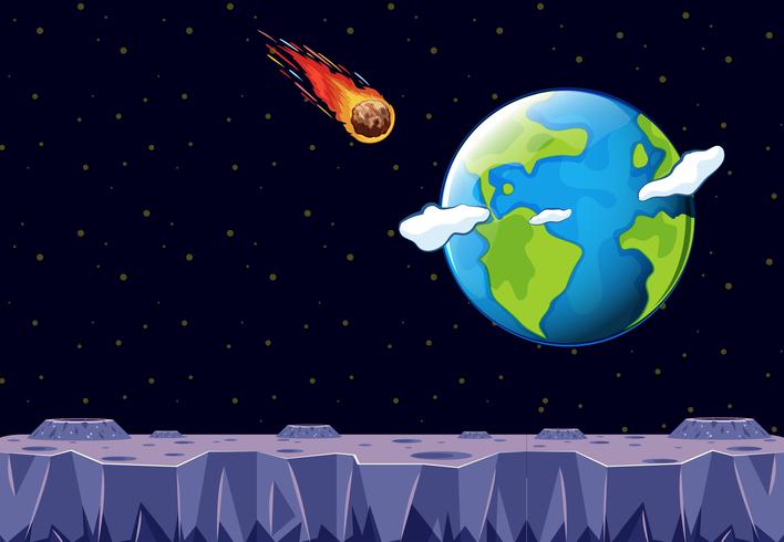 Una meteora che viene verso il Pianeta Terra vettore