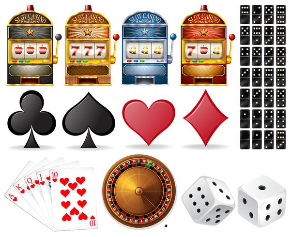 Casino set con carte e giochi vettore