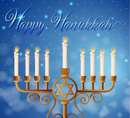 Modello di carta di Hanukkah felice con candele vettore