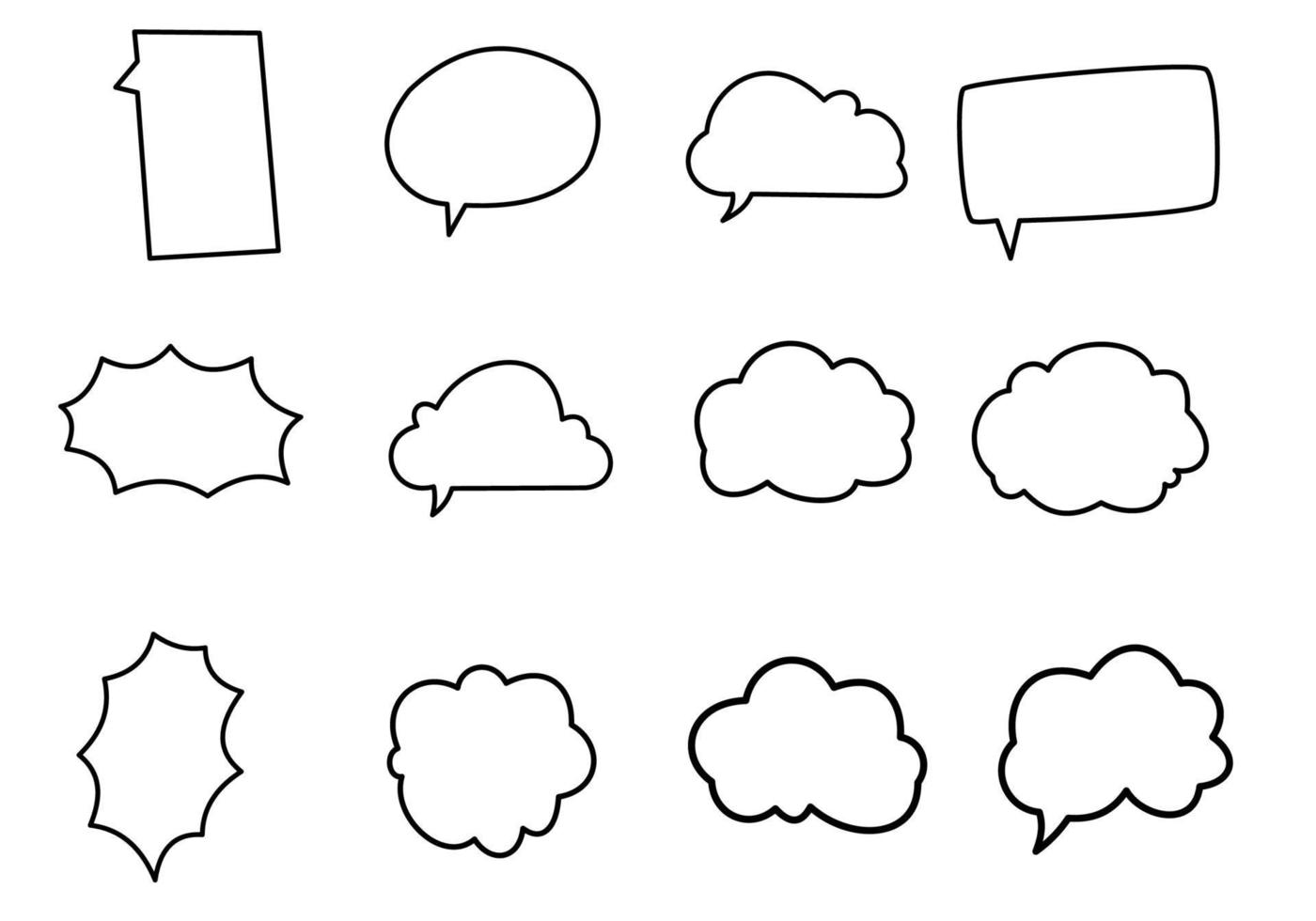 collezione di doodle di bolle di pensiero vettore
