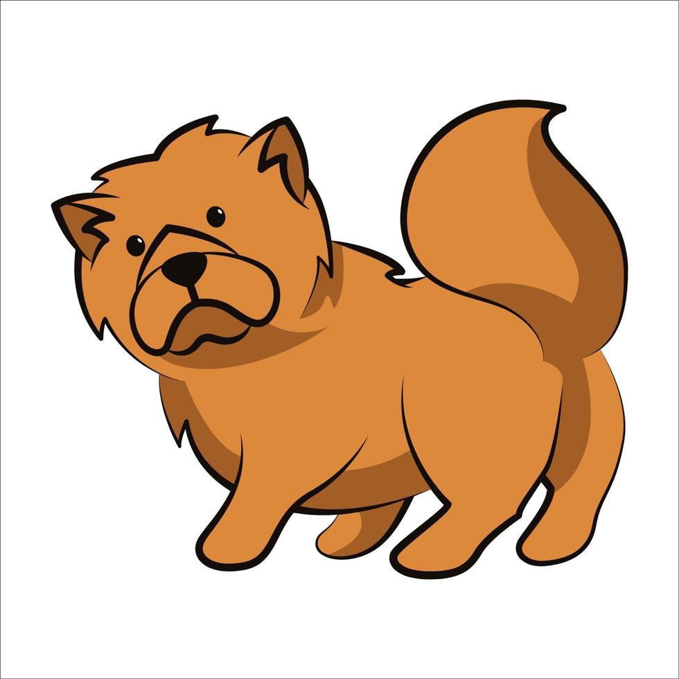 chow chow cane simpatico cartone animato design piatto vettore