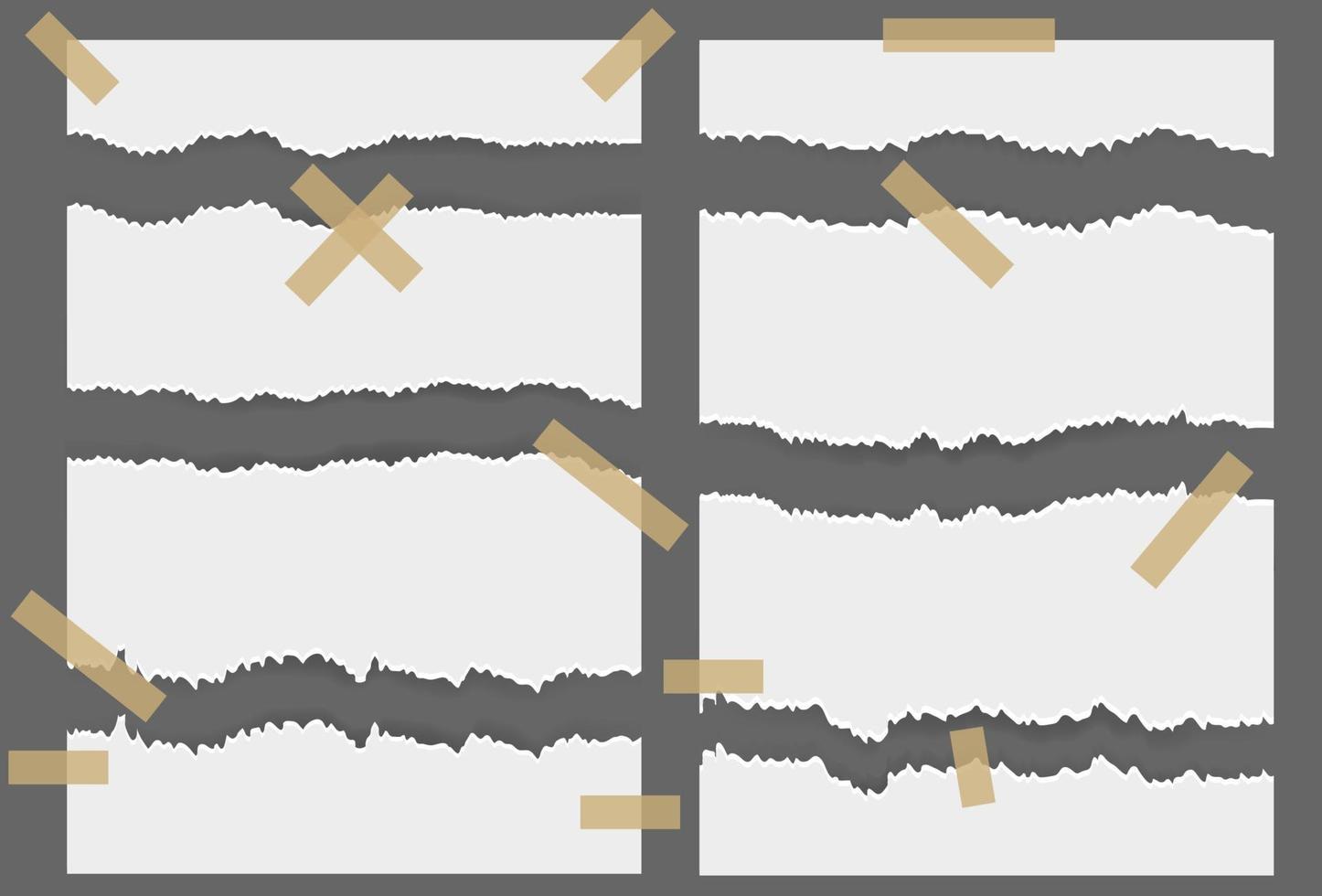 fogli di carta strappati strappati con adesivo vettore