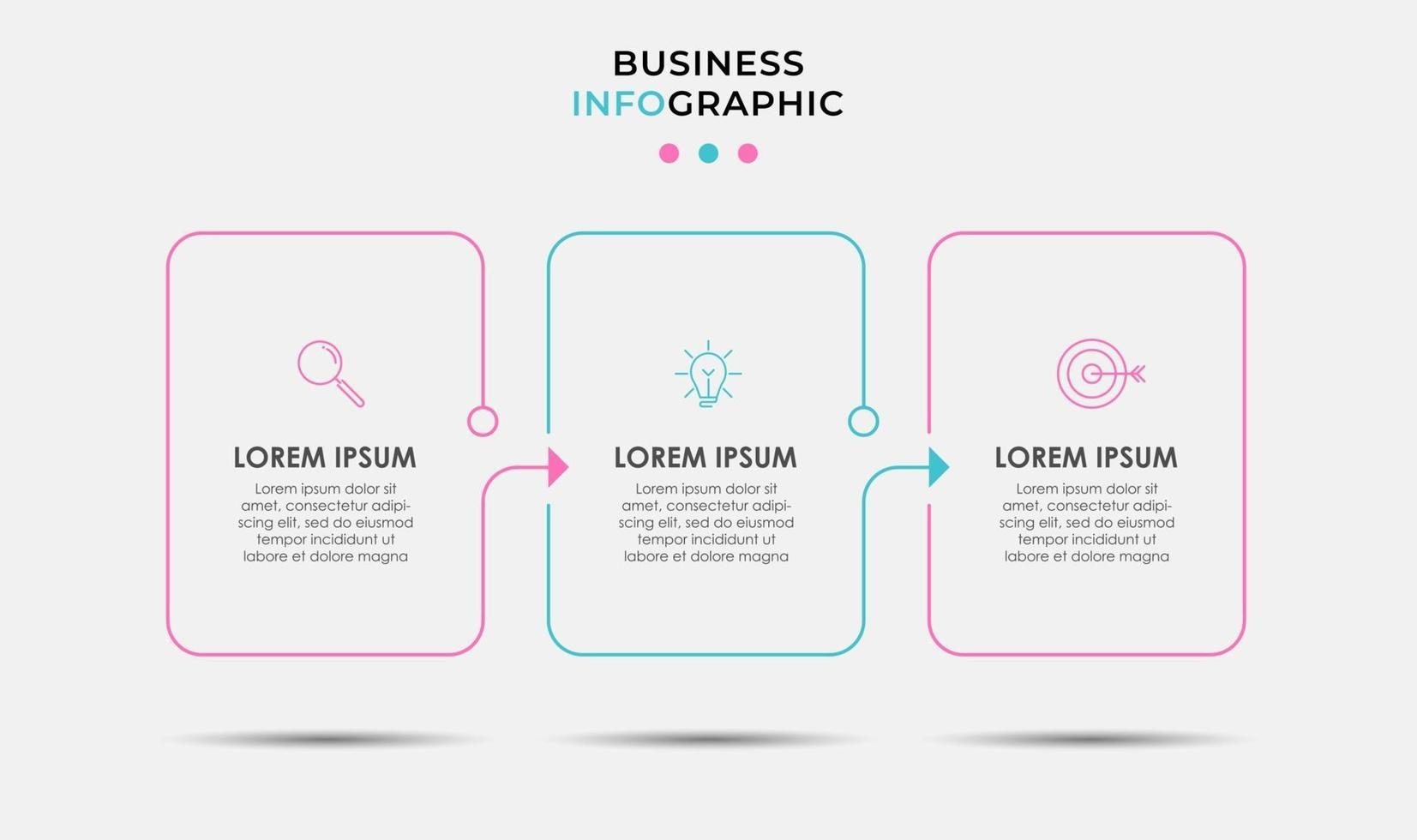 modello di progettazione infografica con icone e 3 opzioni o passaggi vettore