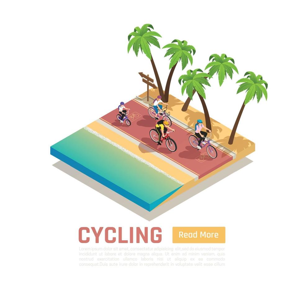 illustrazione vettoriale di concetto isometrico di ciclismo