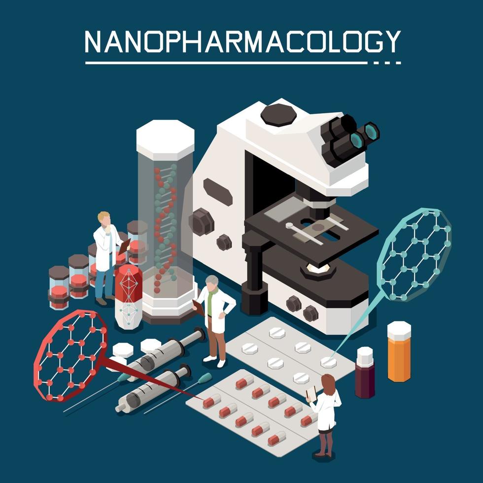 illustrazione vettoriale di composizione isometrica nanotecnologia