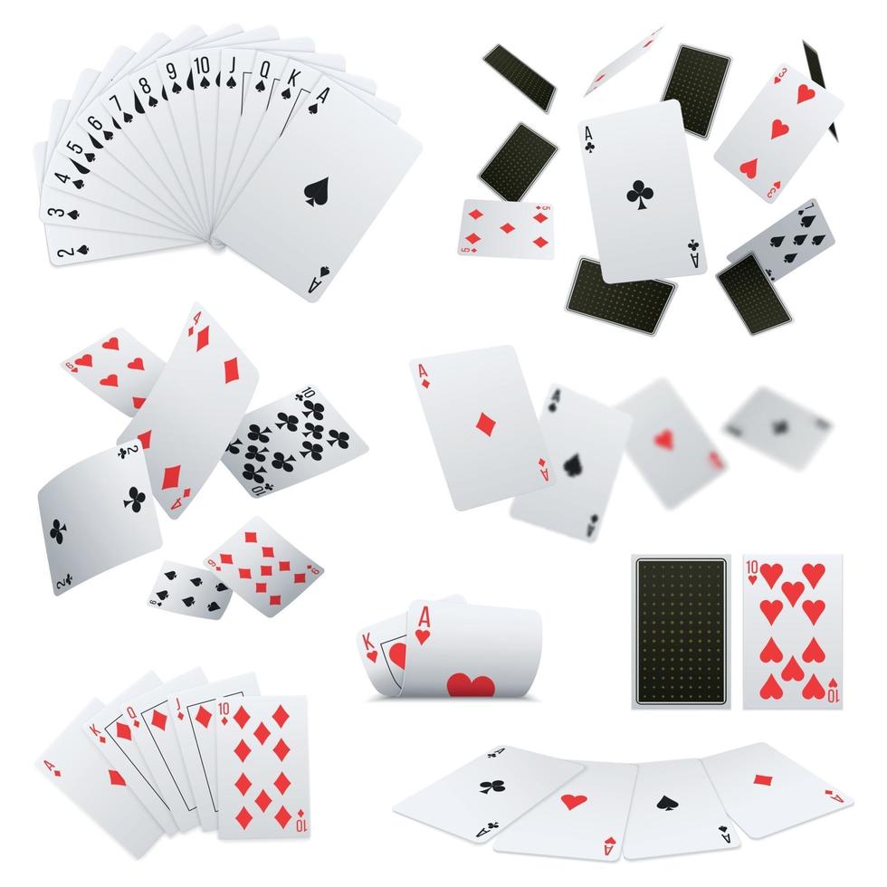 illustrazione vettoriale di set realistici di carte da poker