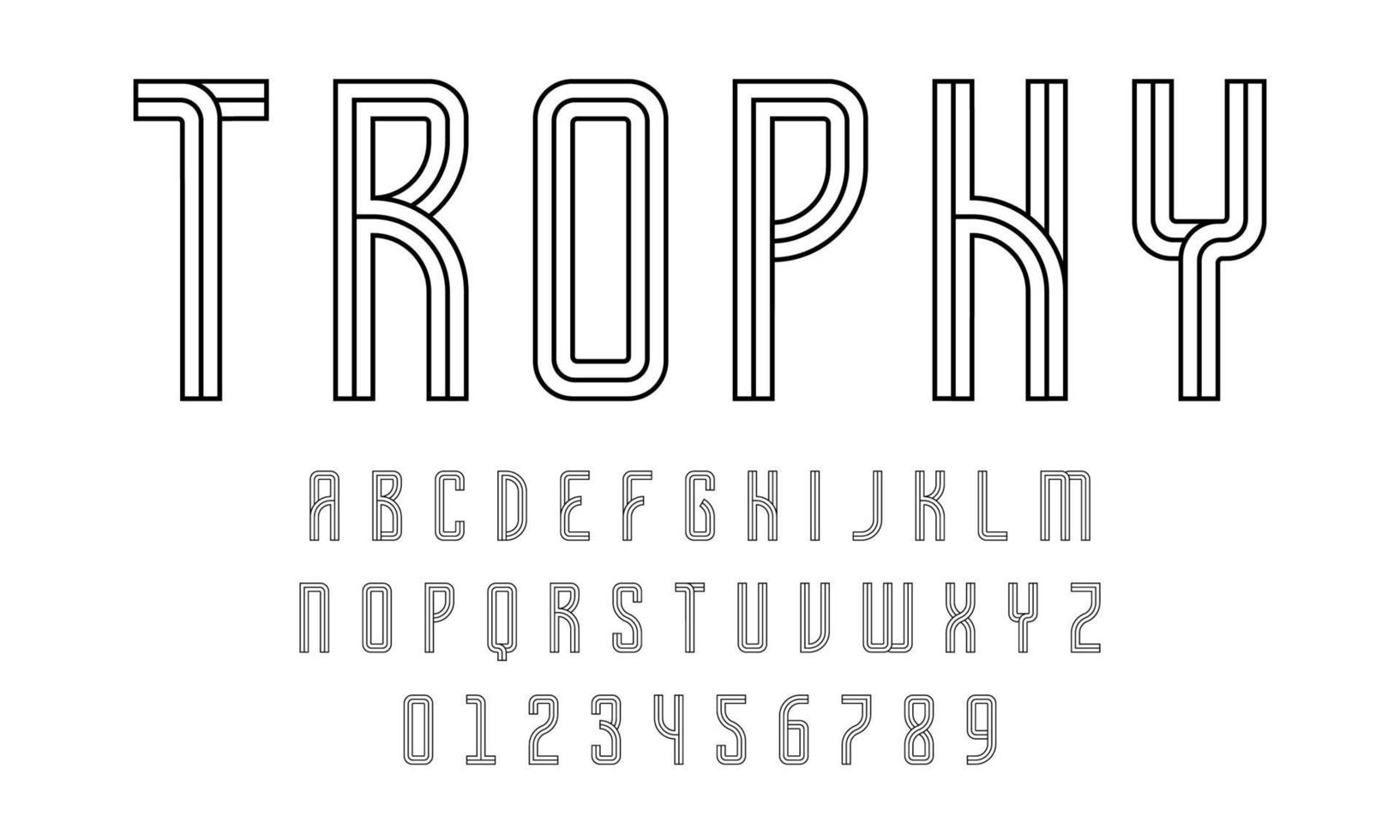 set di alfabeti font lettere e numeri moderno disegno astratto con linee illustrazione vettoriale