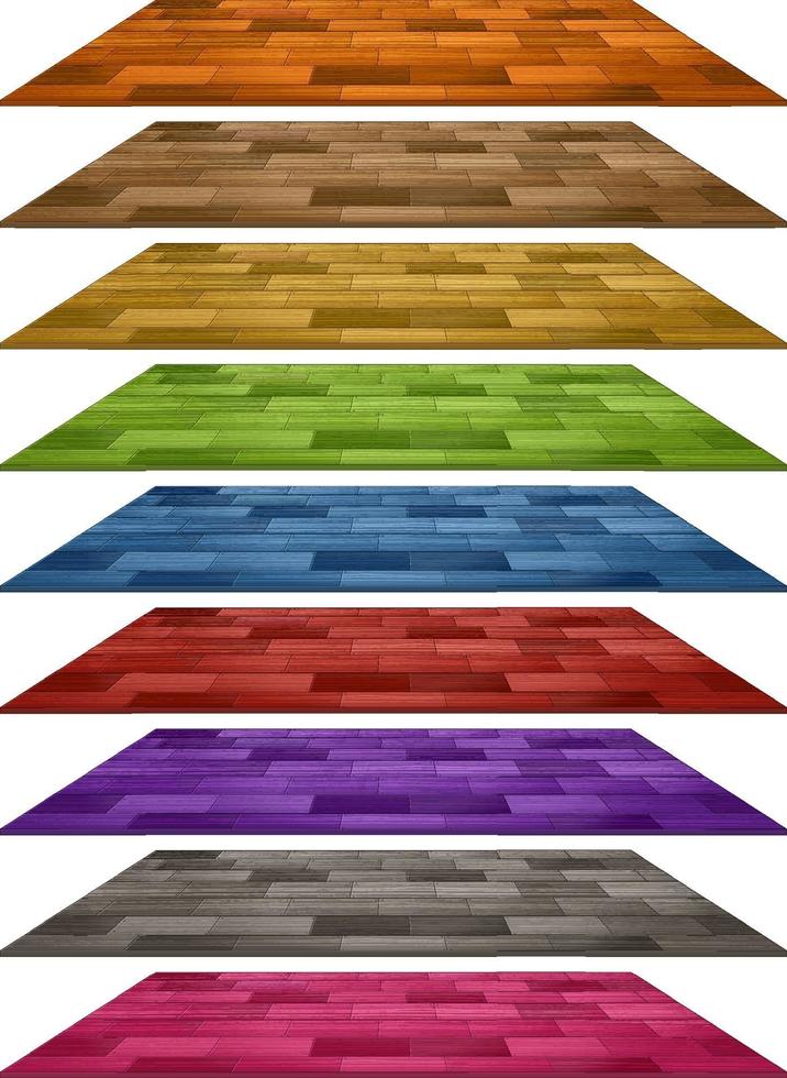 diversi colori delle piastrelle del pavimento in legno su sfondo bianco vettore