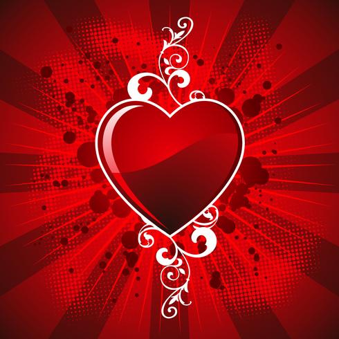 Illustrazione di San Valentino con il simbolo del cuore lucido vettore