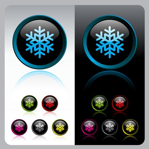 Set di pulsanti lucido fiocco di neve. vettore