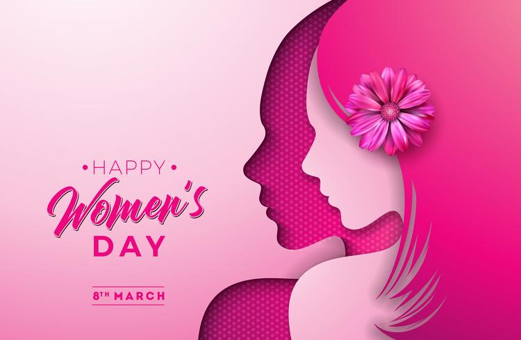 8 marzo. Womens Day Greeting Card Design vettore