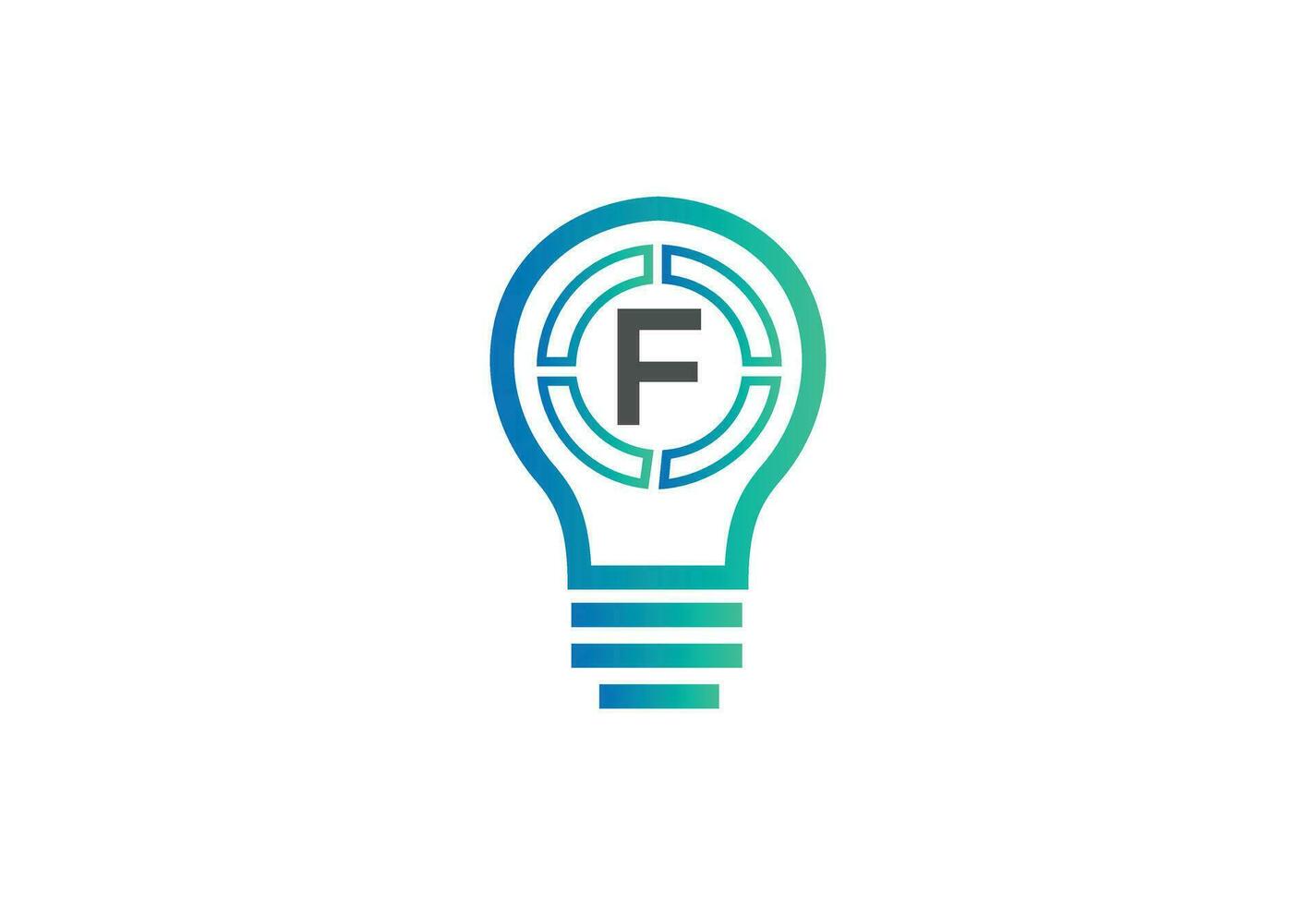 iniziale lettera f logo con lampadina vettore