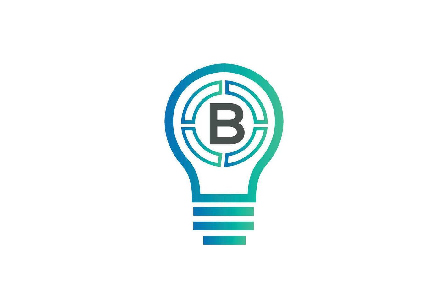 iniziale lettera B logo con lampadina vettore