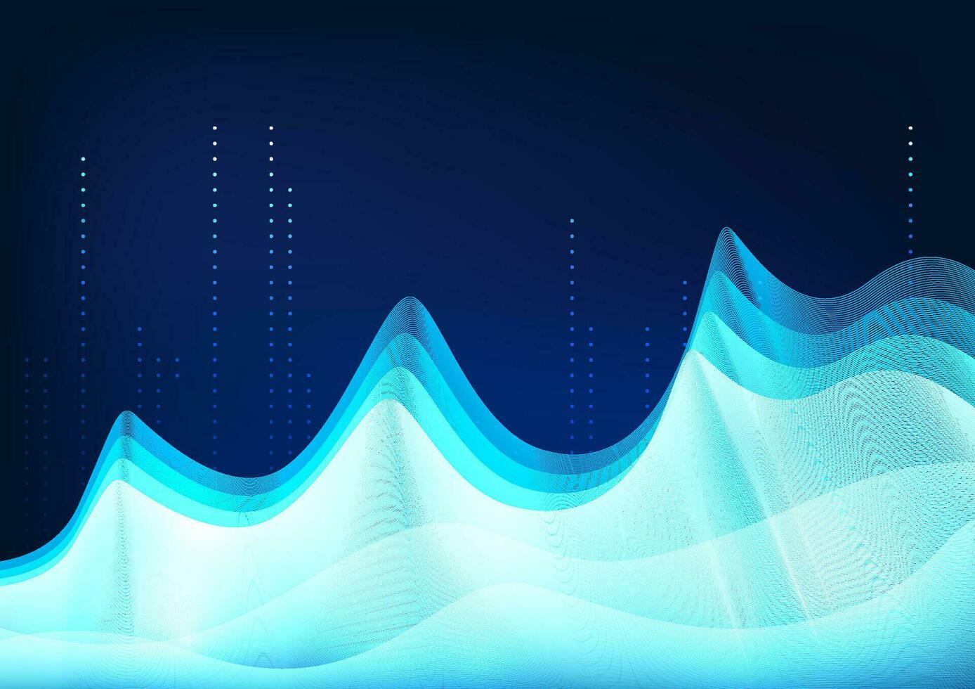 grande dati tecnologia sfondo, il Linee siamo sovrapposizione onde con molti strati, che rappresentano il trasmissione di grande dati a partire dal molti posti per raccogliere importante informazione. vettore