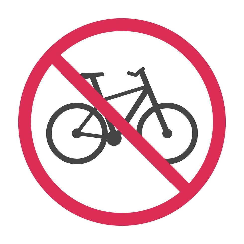 proibito bicicletta pittogramma. bicicletta rosso fermare cerchio simbolo. no permesso bicicletta cartello. Proibito bicicletta zona. vettore illustrazione isolato su bianca sfondo