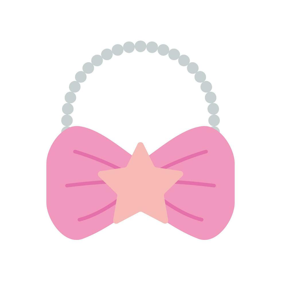 rosa Femminile Borsa con stella e perle isolato su bianca sfondo vettore