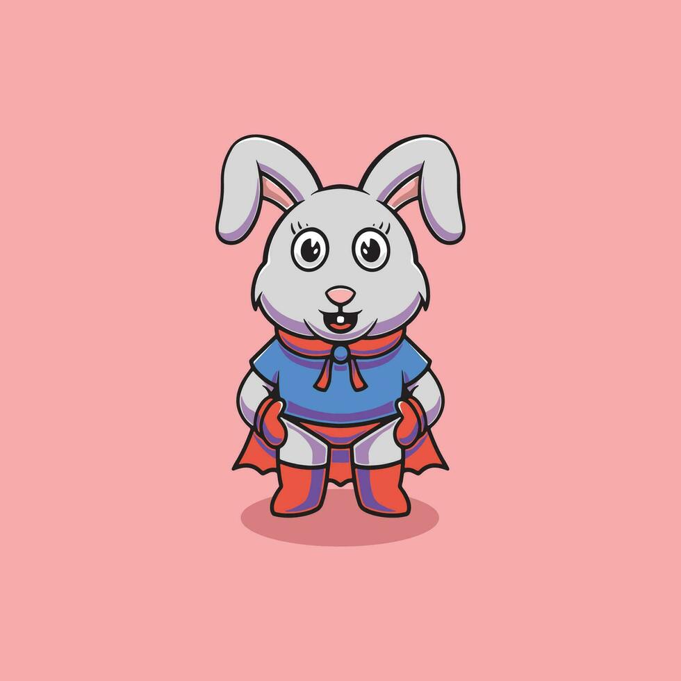 carino coniglio è un' eroe cartone animato illustrazione vettore