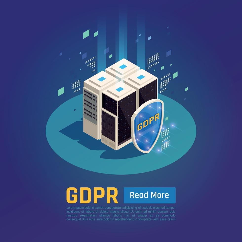 illustrazione vettoriale di sfondo protezione gdpr isometrica