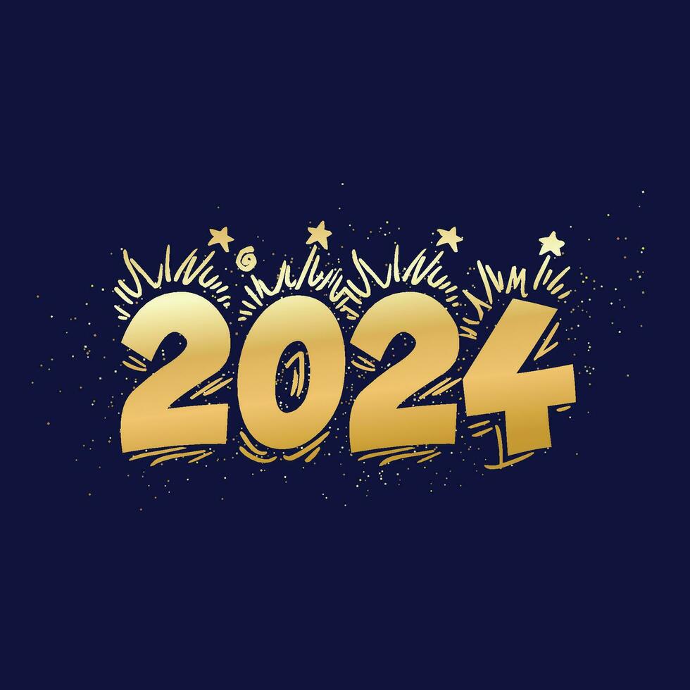 oro pendenza 2024 tipografia design modello, 2024 contento nuovo anno design vettore