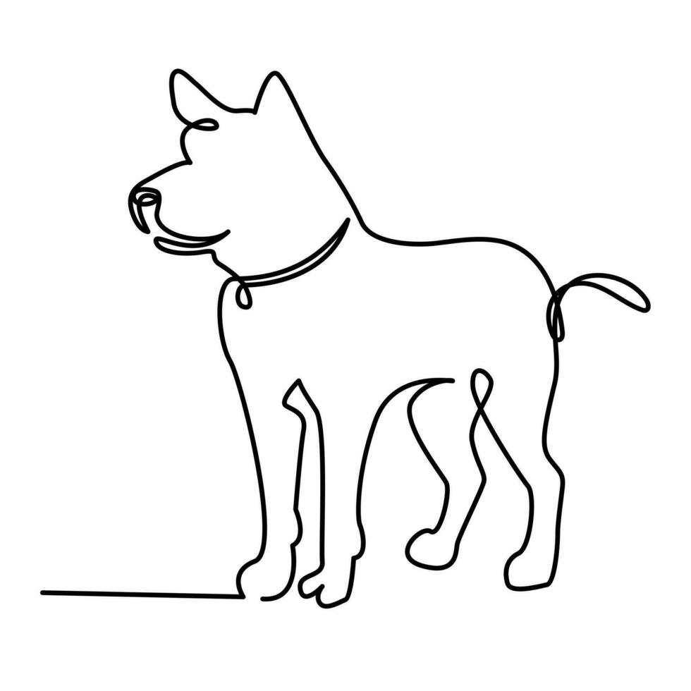 continuo uno linea cane animale domestico schema vettore arte disegno