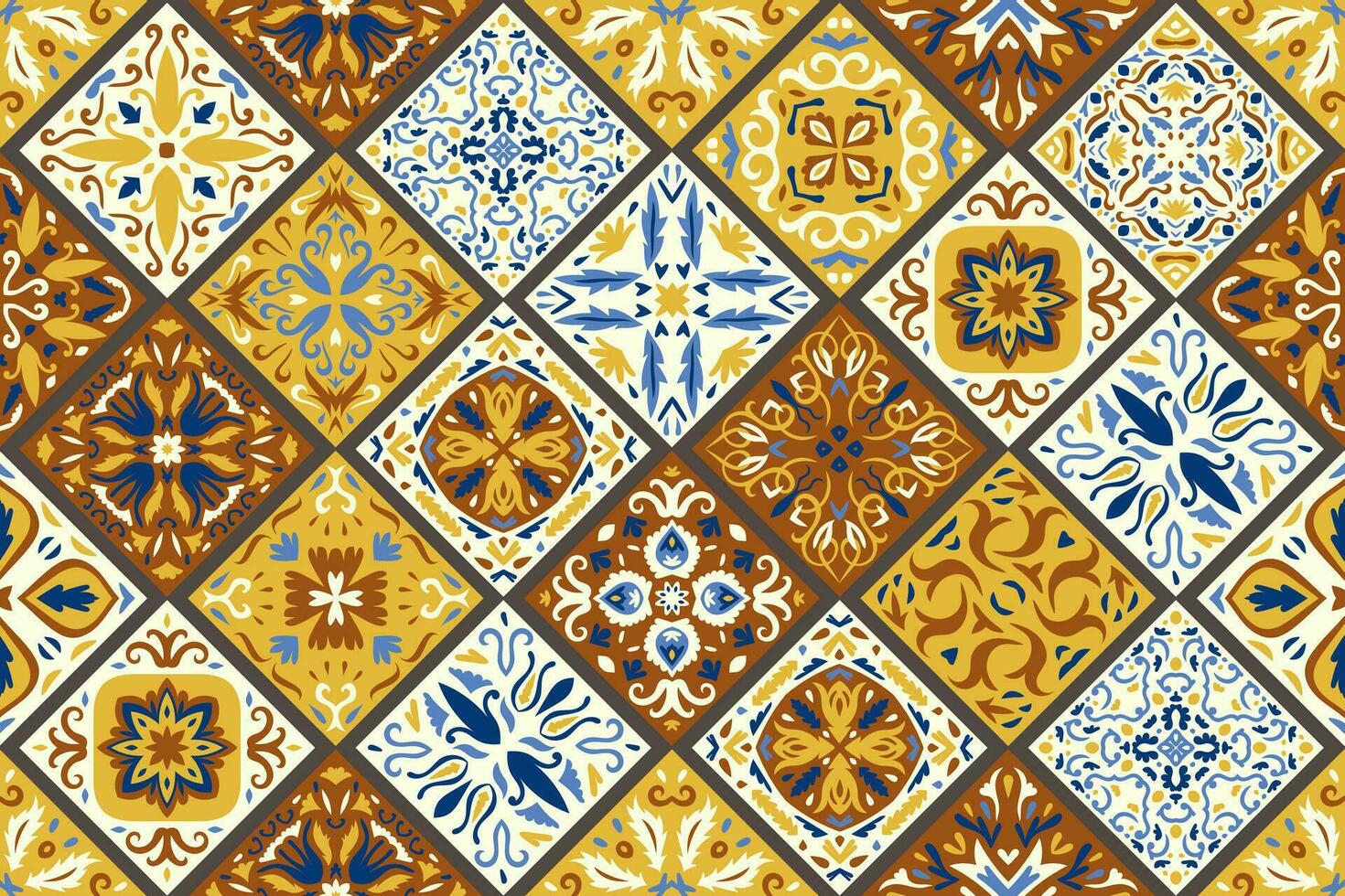 impostato di fantasia azulejo pavimento piastrelle sfondo. senza soluzione di continuità colorato modello vettore
