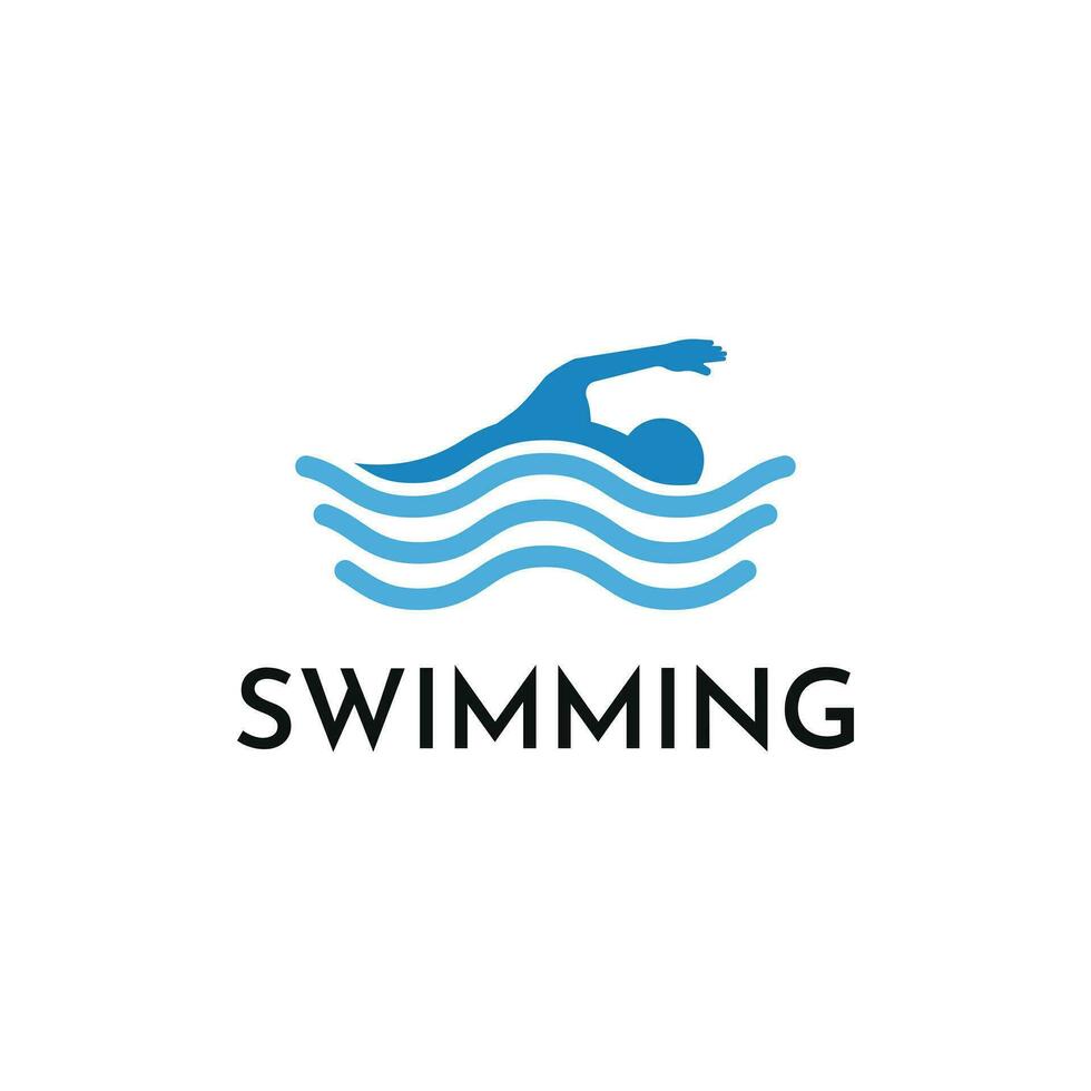nuotare logo design creativo idea vettore