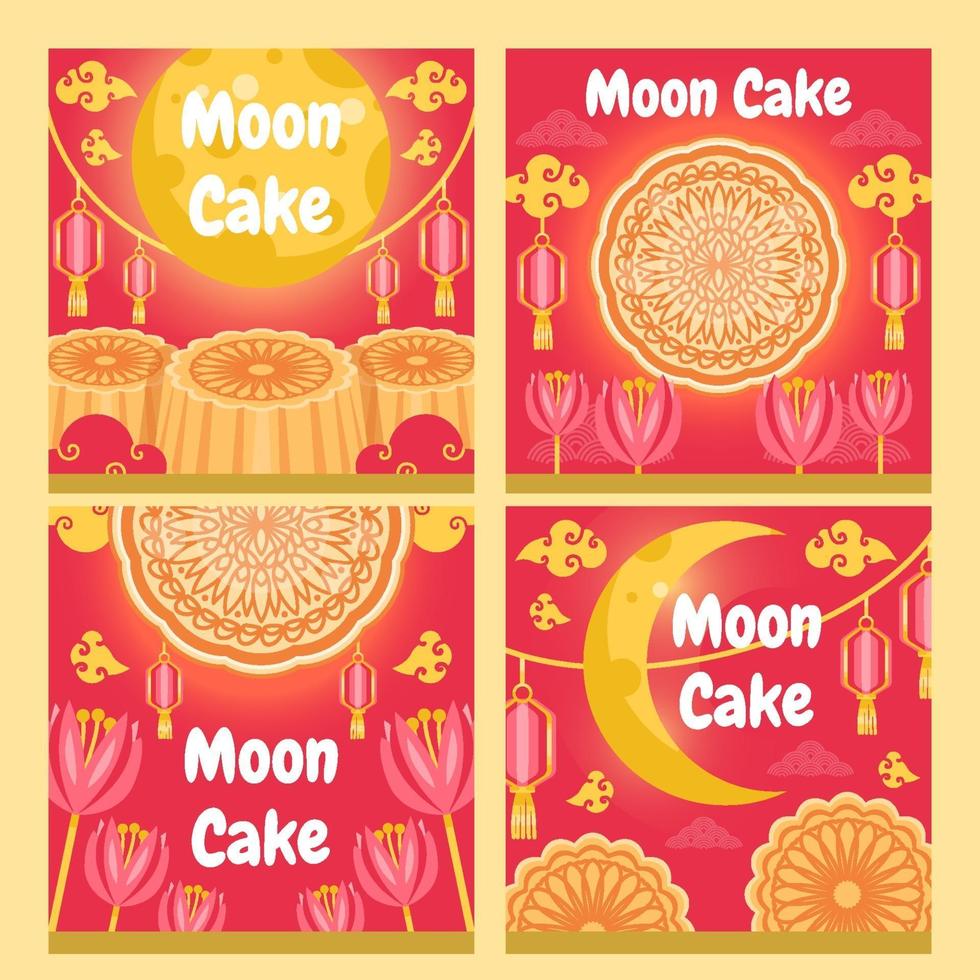 collezione di carte della torta della luna vettore