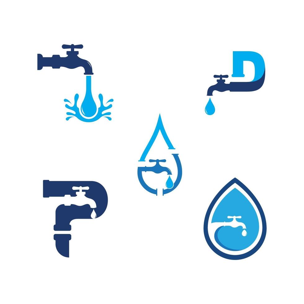 illustrazione di progettazione dell'icona di vettore di logo dell'impianto idraulico