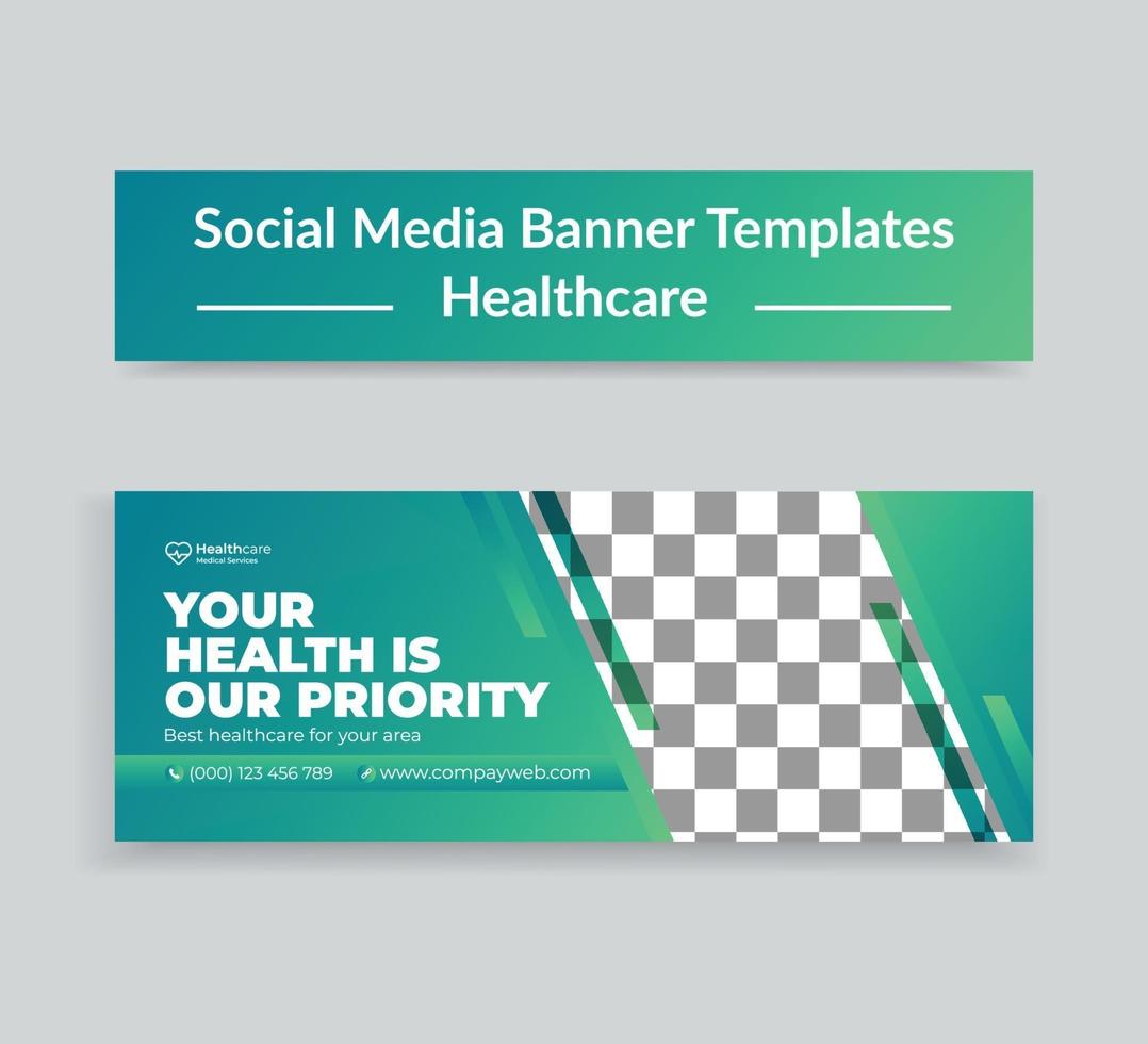 modello di copertina e banner web della cronologia dei social media dell'assistenza sanitaria medica vettore