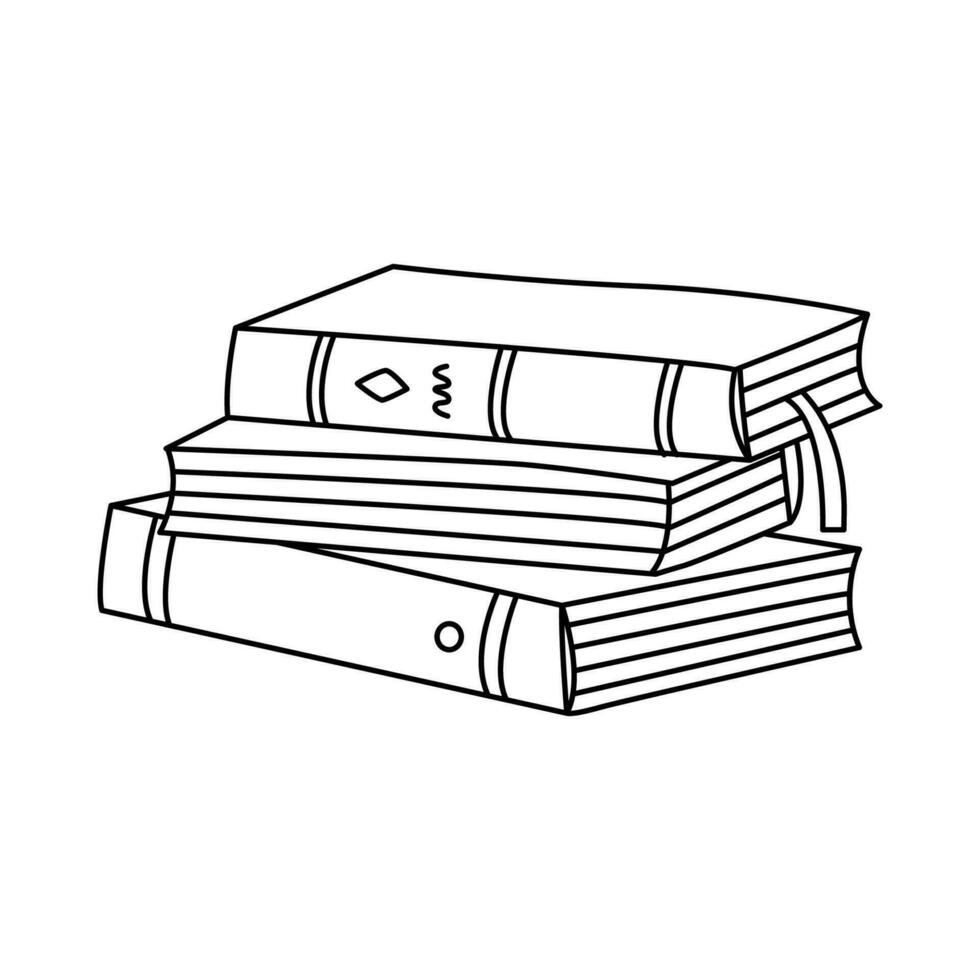 mucchio di libri vettore scarabocchio mano disegnato illustrazione nero schema