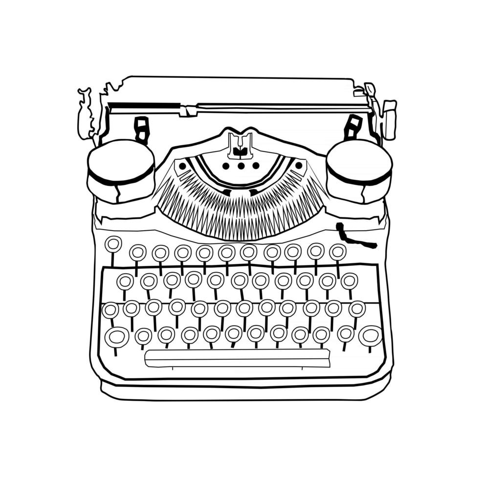 macchina da scrivere vettoriale disegnata a mano vintage