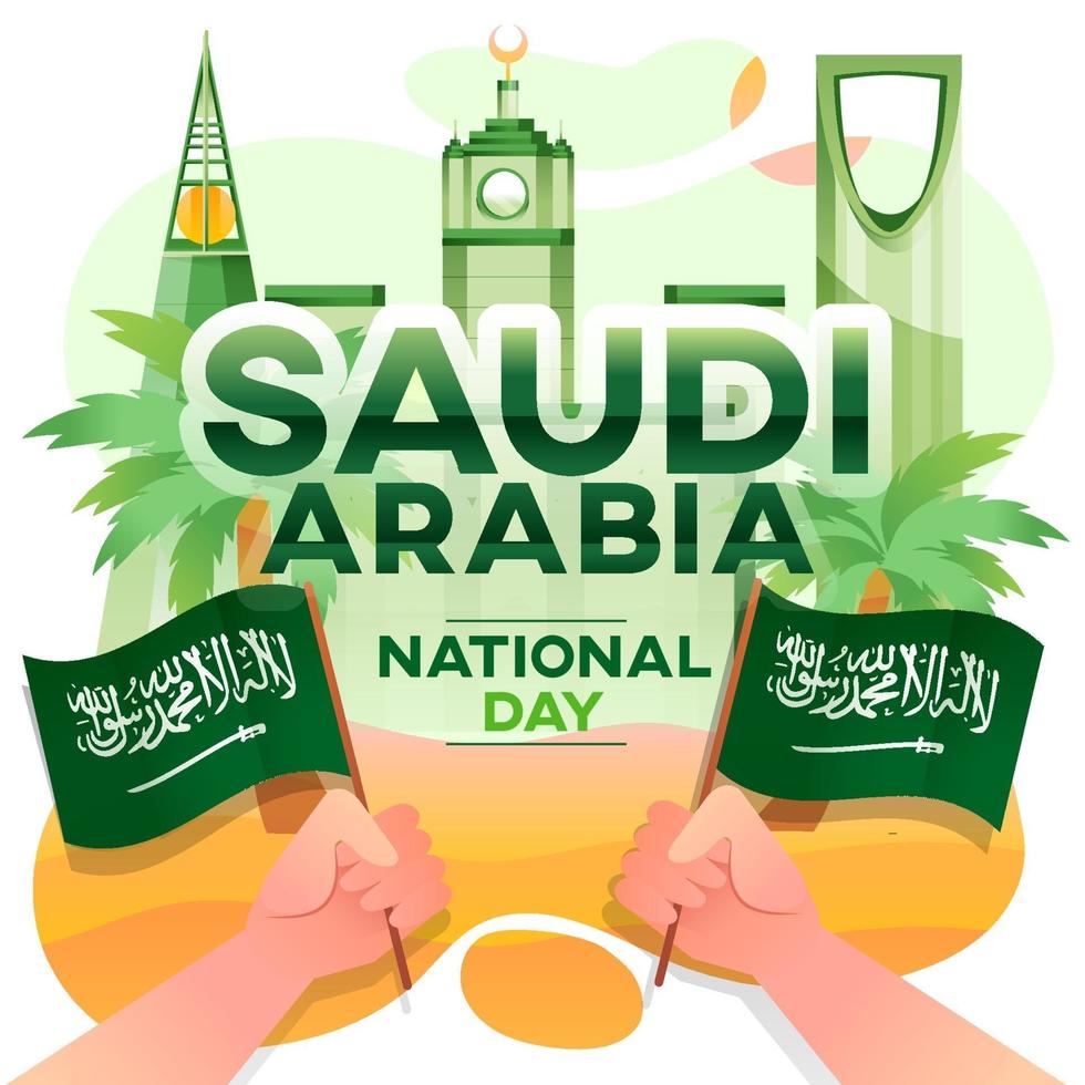 biglietto di auguri per la festa nazionale dell'arabia saudita vettore