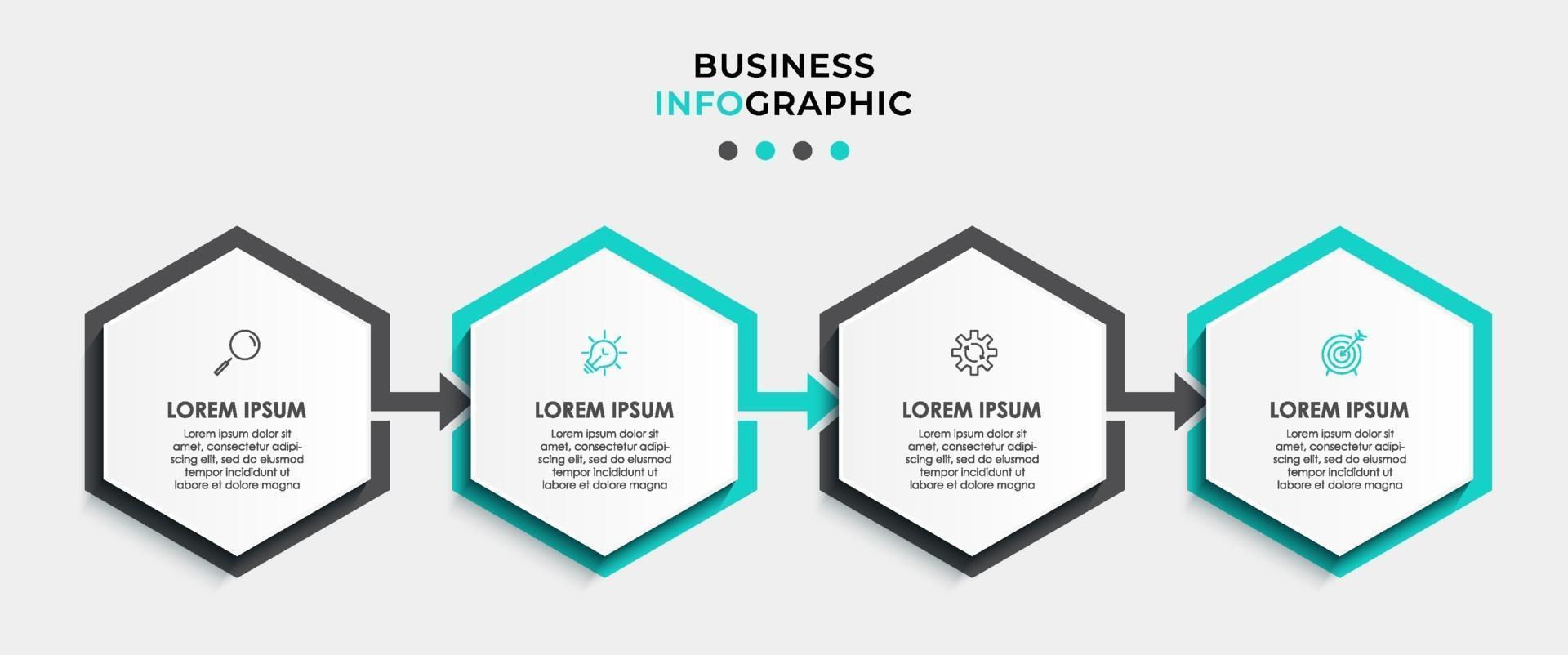 modello di progettazione infografica con icone e 4 opzioni o passaggi vettore