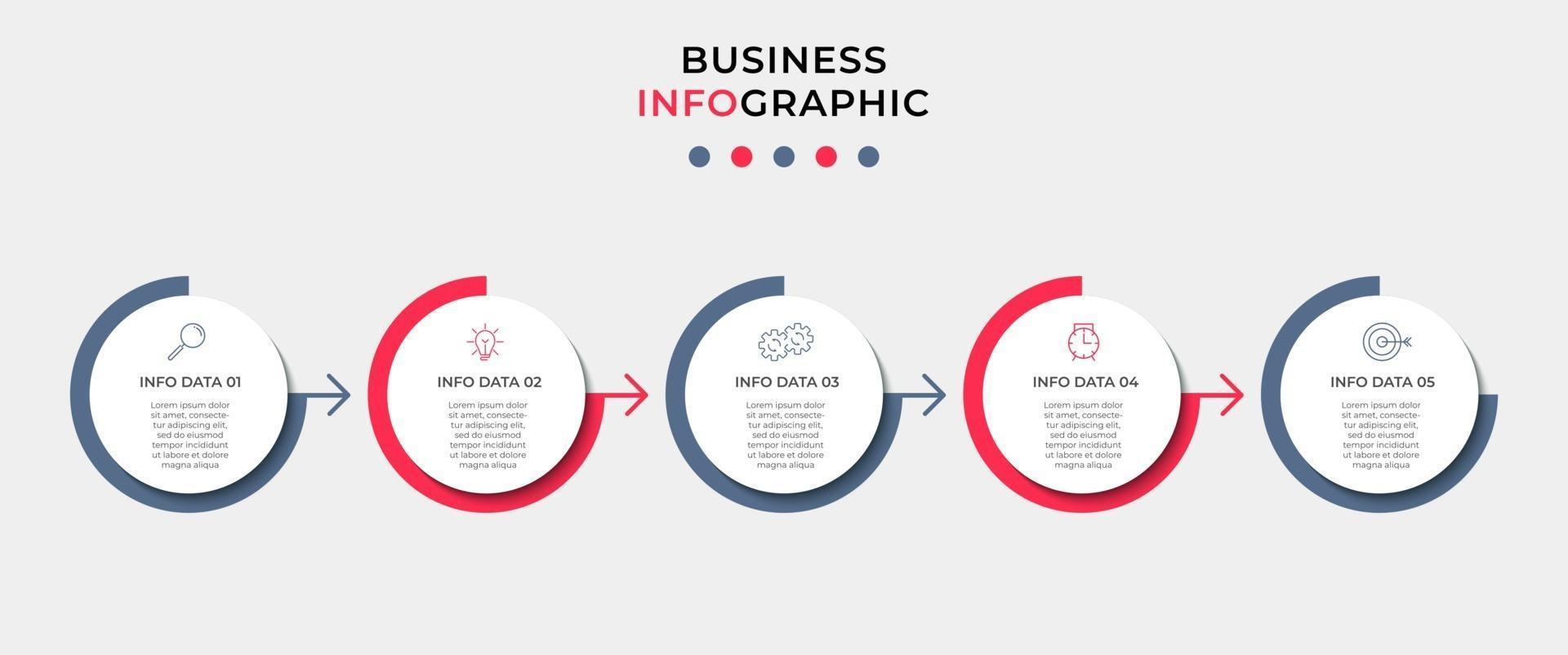 modello di progettazione infografica con icone e 5 opzioni o passaggi vettore