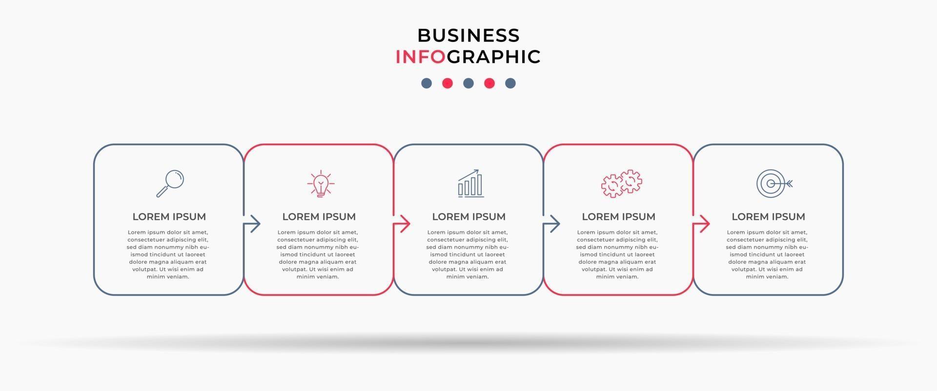 modello di progettazione infografica con icone e 5 opzioni o passaggi vettore