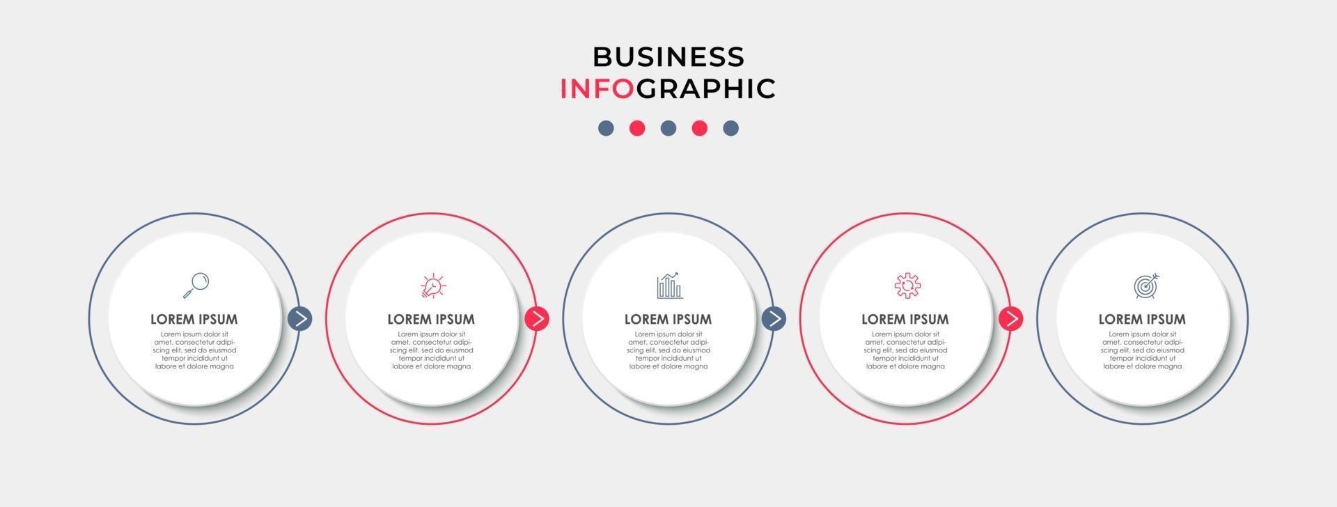 modello di progettazione infografica con icone e 5 opzioni o passaggi vettore