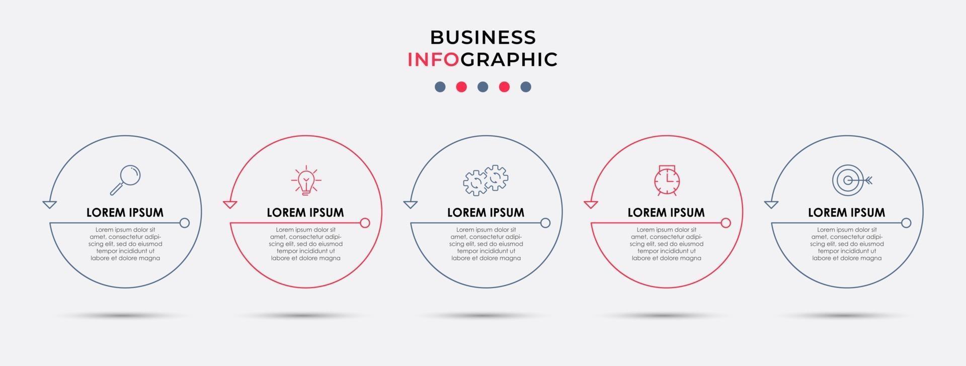 modello di progettazione infografica con icone e 5 opzioni o passaggi vettore