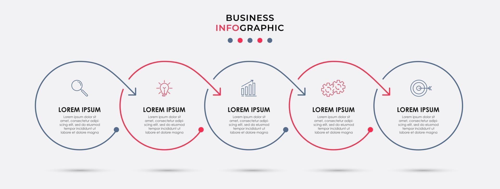 modello di progettazione infografica con icone e 5 opzioni o passaggi vettore