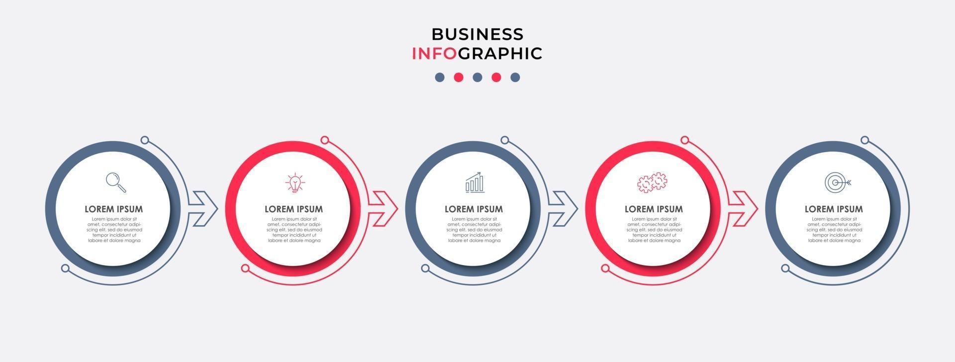 modello di progettazione infografica con icone e 5 opzioni o passaggi vettore