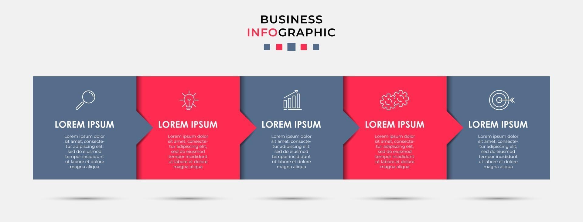 modello di progettazione infografica con icone e 5 opzioni o passaggi vettore