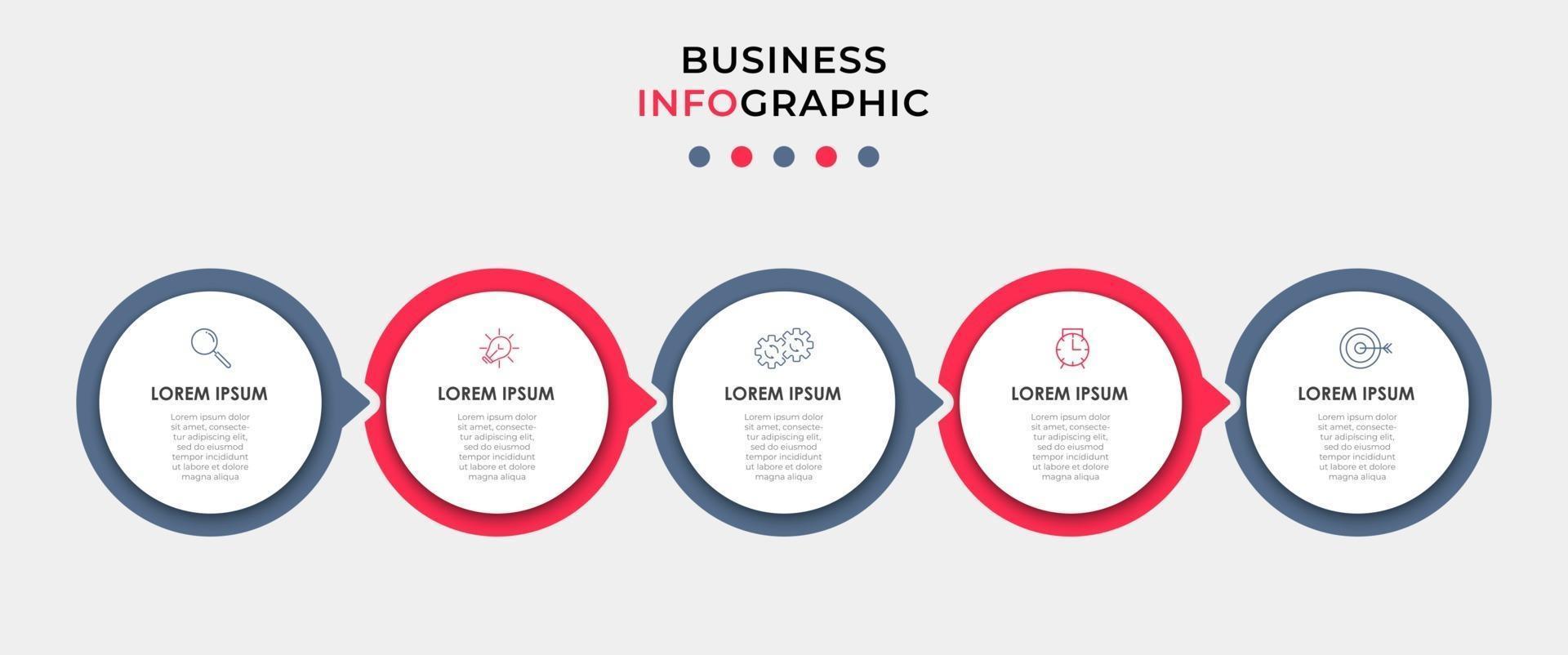 modello di progettazione infografica con icone e 5 opzioni o passaggi vettore