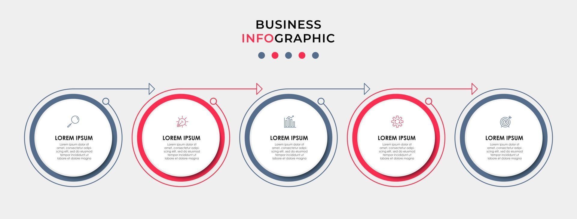 modello di progettazione infografica con icone e 5 opzioni o passaggi vettore