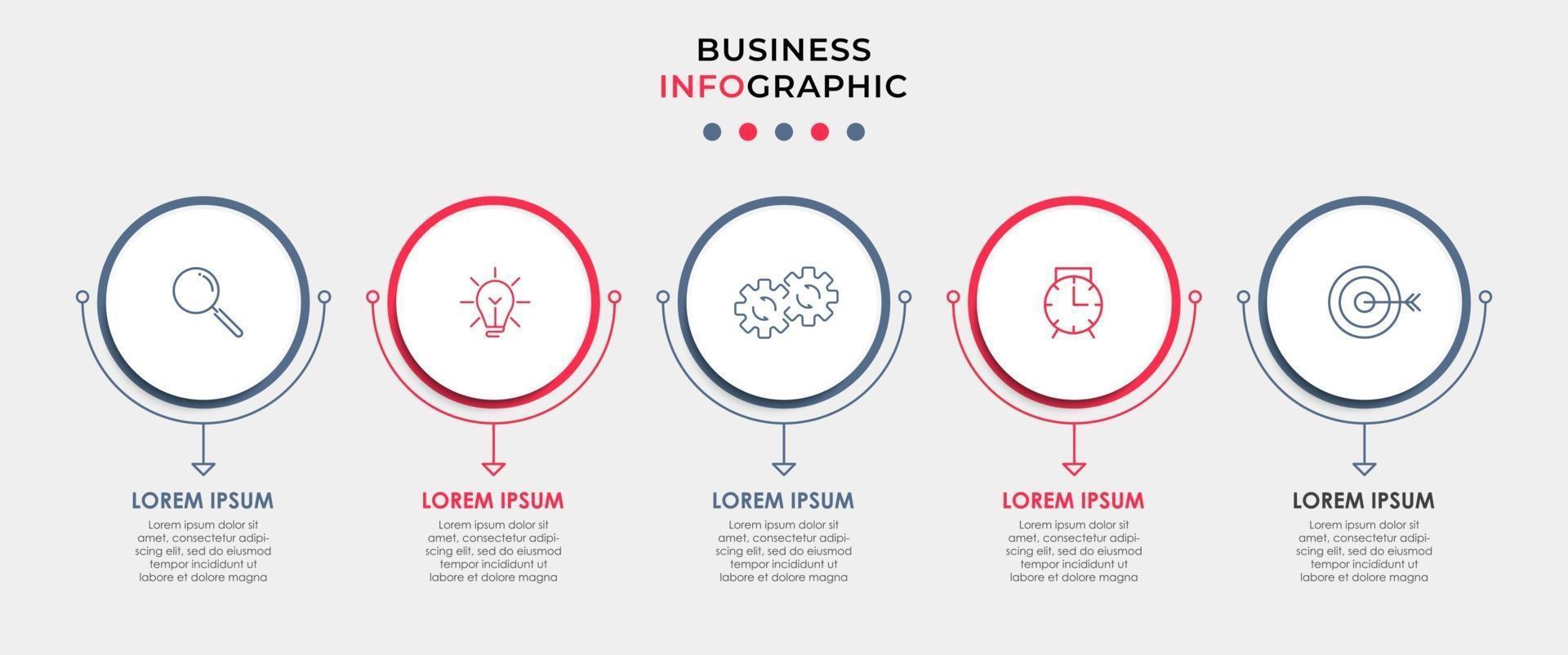 modello di progettazione infografica con icone e 5 opzioni o passaggi vettore