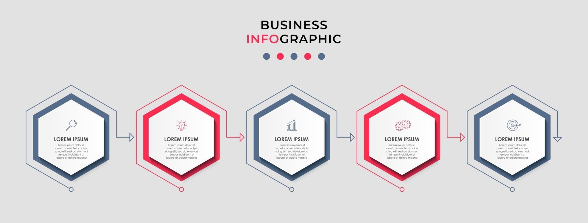 modello di progettazione infografica con icone e 5 opzioni o passaggi vettore