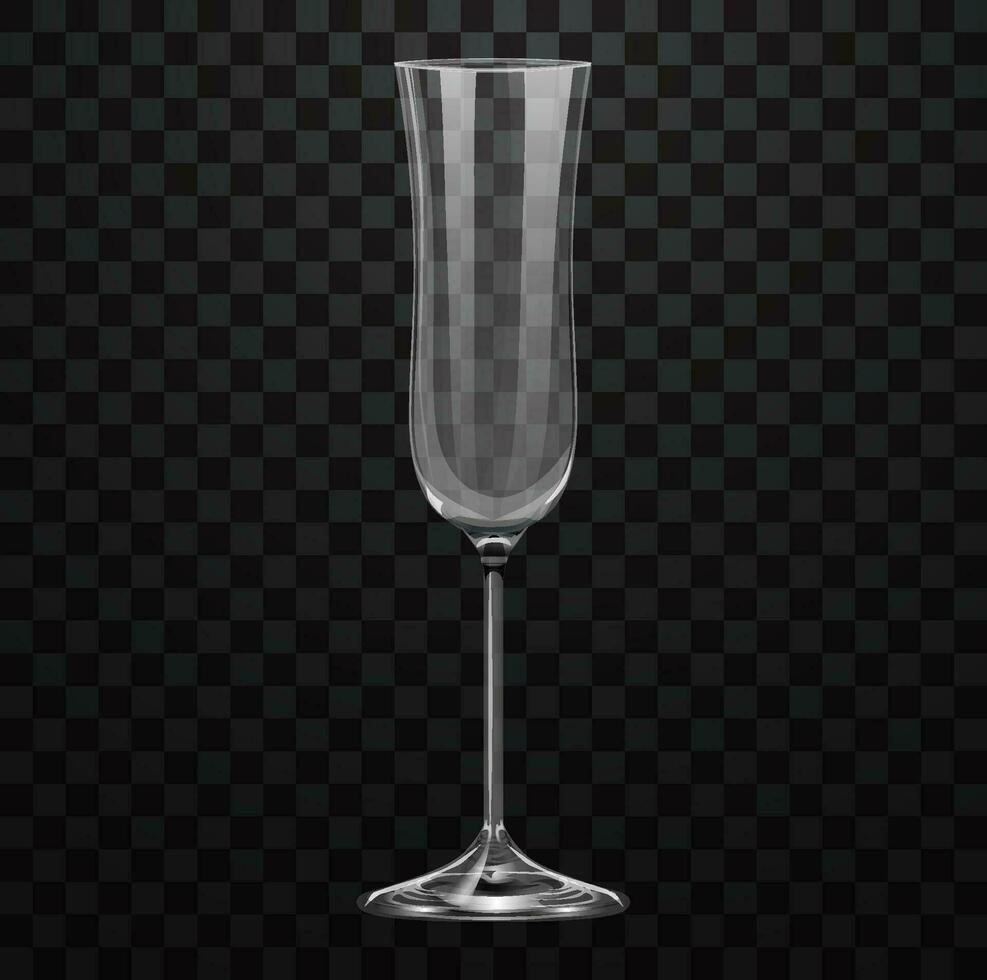 realistico vuoto Champagne bicchiere isolato su trasparente sfondo vettore