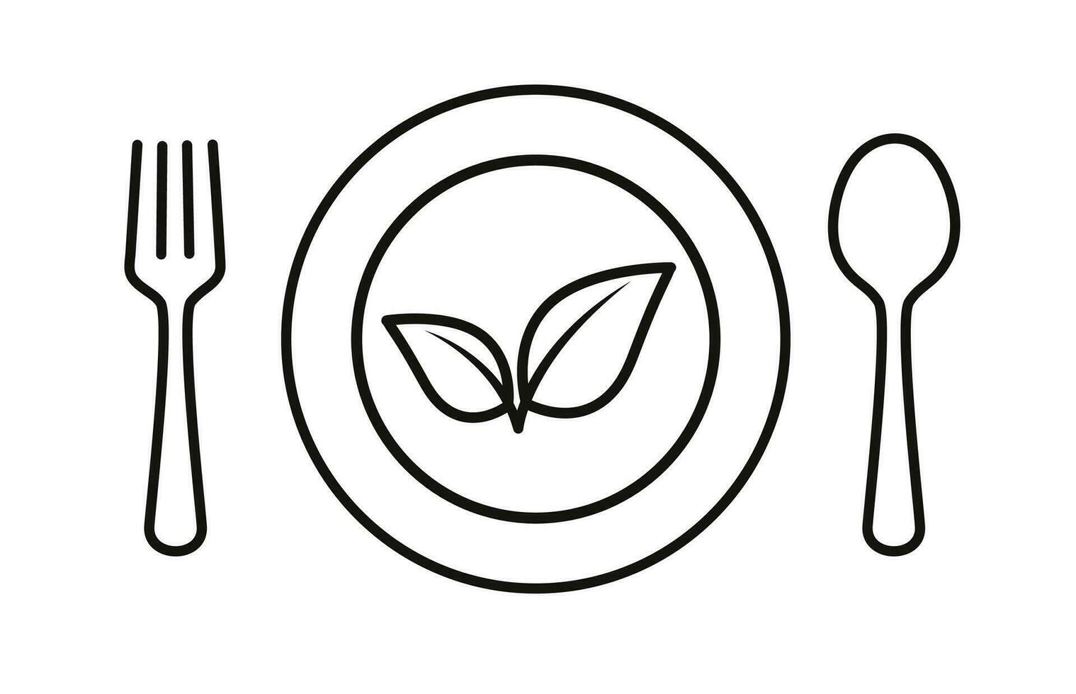vegetariano. vegetariano cartello con foglia, forchetta, coltello e piatto. bio, biologico e salutare cibo vettore